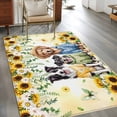 thumbnail image 4 of Area Rug 48×72in, Cute Blue Green Dog Watercolors Sunflowers Floor Carpet Living Room Rug, Floral Leaves Non-Slip Welcome Mat Indoor Rugs for Bedroom Dining Room, 4 of 9
