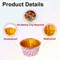 thumbnail image 3 of Uxcell 50 Pcs Single-sided Aluminum Foil Cupcake Liners, Greaseproof Muffins Baking Cupcakes for Wedding Birthday Party Decoration, Pink (Round-Grid), 3 of 6