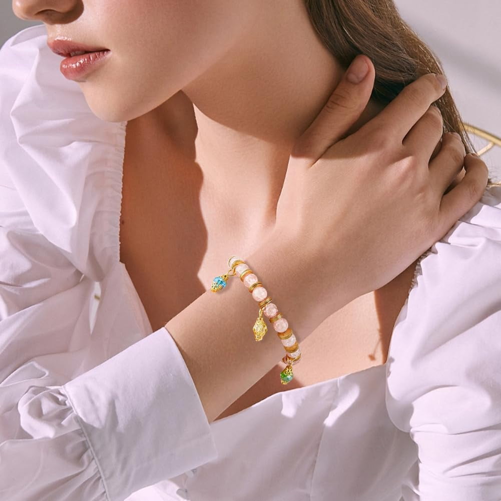 320pcs 6 Colors Crystal Dangle Charms Colorful Glass Crystal Pendants Glass Drop Bead Charm with Golden & Platinum Bead Cap for Necklace Bracelet Earring Jewelry Making