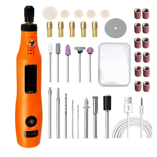 Mini Perceuse Électrique Stylo de Sculpture Vitesse Variable USB Perceuse Sans Fil Kit d'Outils Rotatifs Stylo de Gravure pour Meulage Polissage, Facile à Utiliser