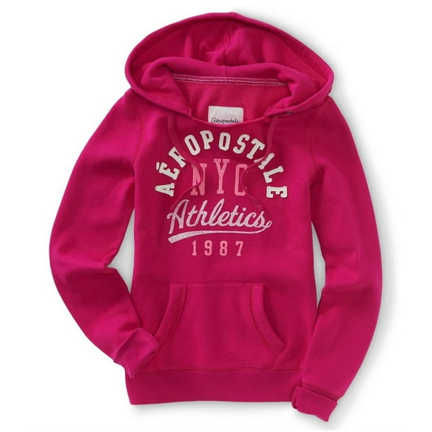 Aeropostale Nyc Athletics Popover Sudadera con capucha para mujer rosa grande Aeropostale Sudadera Walmart en linea