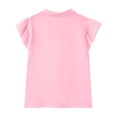 thumbnail image 3 of Girls Short Sleeve Polo Shirts Kids Ruffle Puff Sleeve Tops Button Collar School Uniform Shirts 5-14 Years Pink 120, 3 of 8