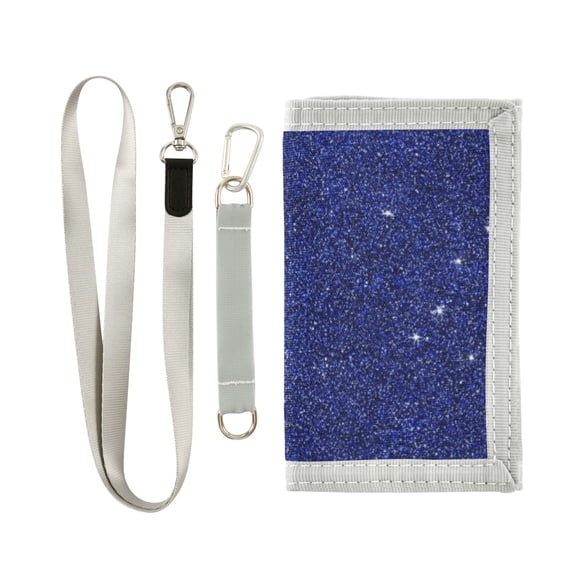 JIALIOU Nylon Trifold Card Wallet with ID Window Zipper Pocket for Men Women Teen Deep Blue Sparkling and Shining