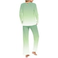 thumbnail image 4 of Women's Long Sleeve Pajamas Set with Pockets Soft Pants with Long Sleeve Tops Ladies Sleepwear Gradient Printed Casual Tops Pants Pajama Set Mint Green L, 4 of 6