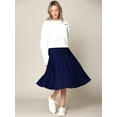 thumbnail image 3 of Made by Johnny Women's High Elastic Waist Pleated Mid A-Line Swing Skirt S NAVY, 3 of 6
