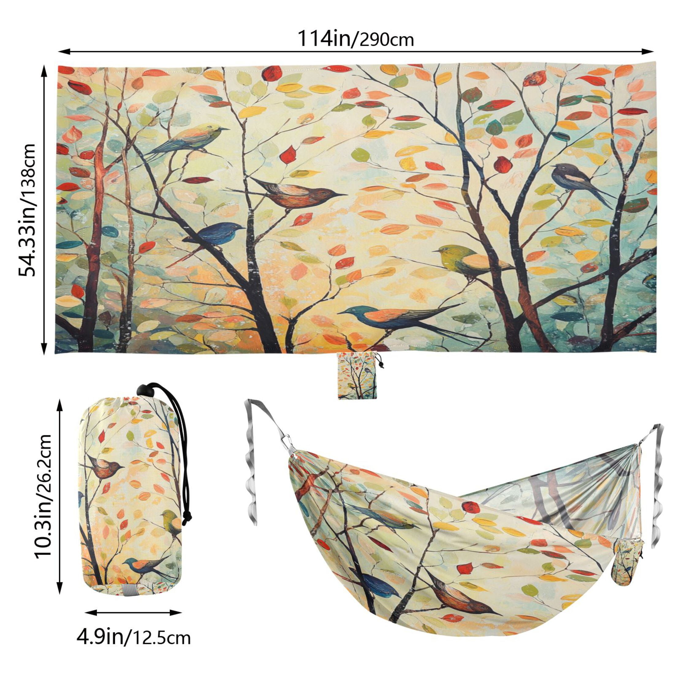 Hammock Camping Hammock Nylon Portable Hammock Travel Camping Hammock Colorful Tree Bird Pattern