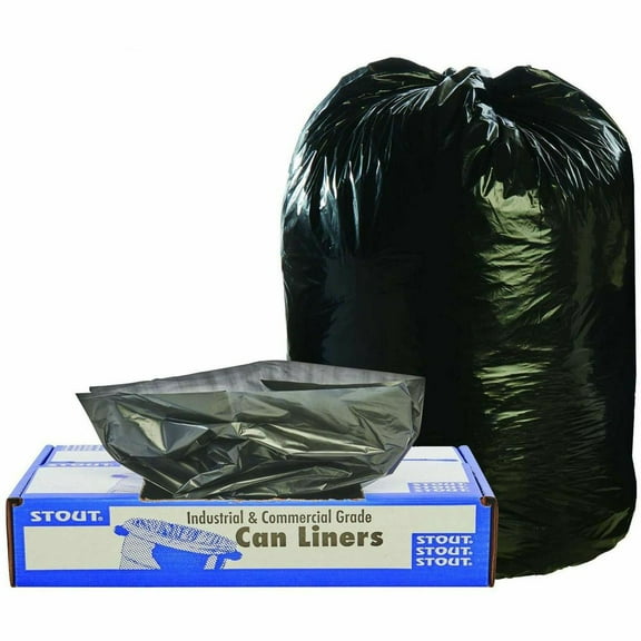 Stout Total Recycled Content Trash Bags, 1.5-mil, 45 Gallons, 40" x 48", 100% Recycled, Brown, Carton Of 100