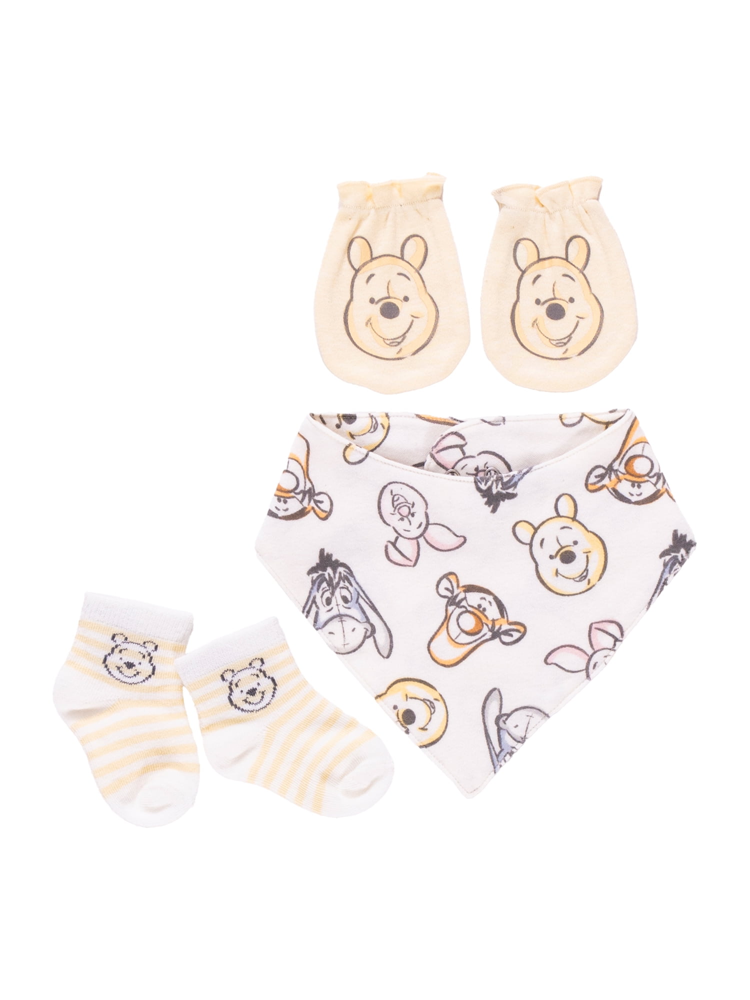 Disney Baby Wishes + Dreams Character Infant Baby Accessories Bib, Socks and Mittens Set, 3-Pack, Sizes Newborn-12 Months
