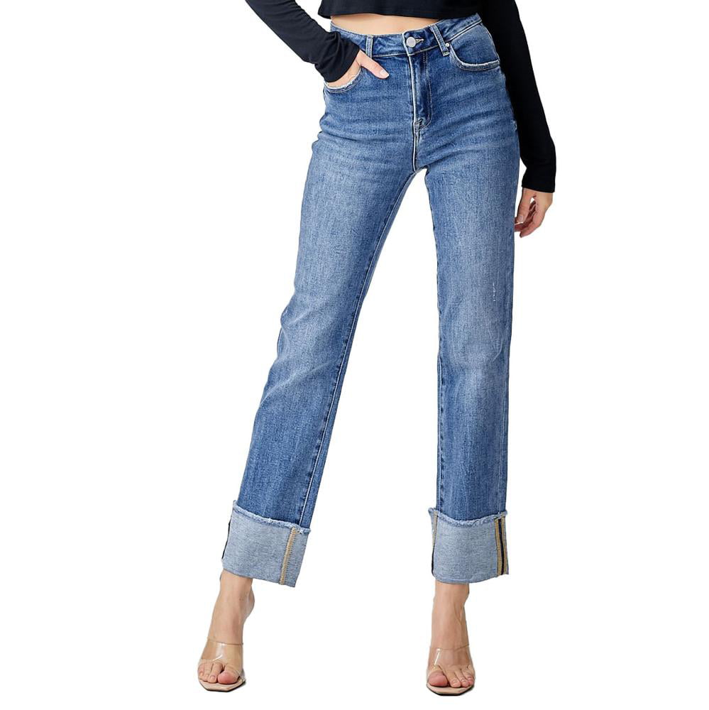 Risen Jeans Womens RDP5379 High Rise Loose Fit Jean 13 Denim - Walmart.com