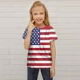 thumbnail image 2 of Wxirdiow Girls Crewneck T-Shirts Kids Toddler Girls 4th of July T-Shirt Patriotic USA American Flag Independence Day Top Red Size,9-10 Years, 2 of 5