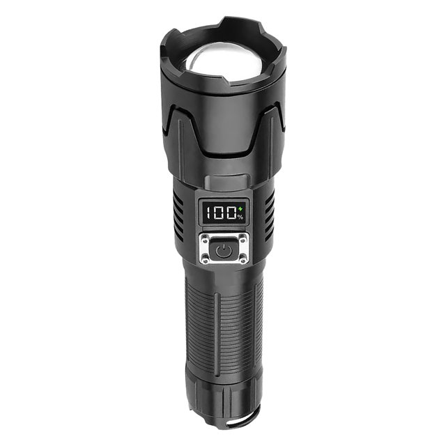 Linterna LED USB, Recargable Digital 120000 Lm Alto Flujo Luminoso Ultra Brillante Con Zoom IPX5 Impermeable