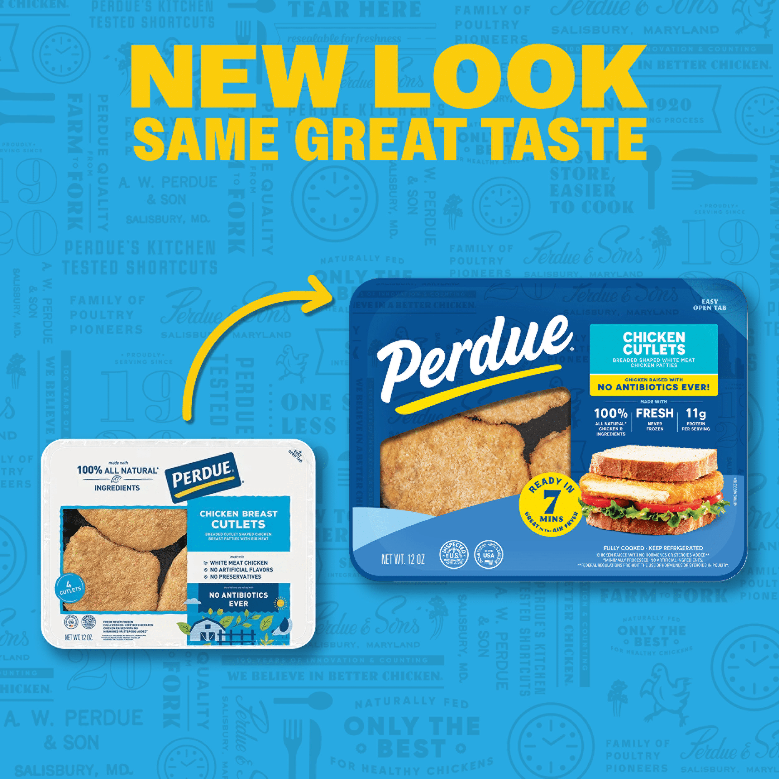 Perdue, No Antibiotics Ever, Refrigerated Breaded Chicken Breast Cutlet Patties, 12 oz. Tray