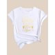 thumbnail image 3 of Camiseta informal de algodón elástico negro para mujer, con estampado "Brindemos por el Año Nuevo", cuello redondo, manga corta, ideal para primavera/verano/otoño., 3 of 6