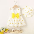 thumbnail image 2 of THDHVS Summer Dresses for Kids,Girls Casual Dresses,Toddler Kids Baby Girls Fashion Cute Sleeveless Sweet Heart Print Bowknot Dress Hat Set Yellow 2-3 Years, 2 of 8