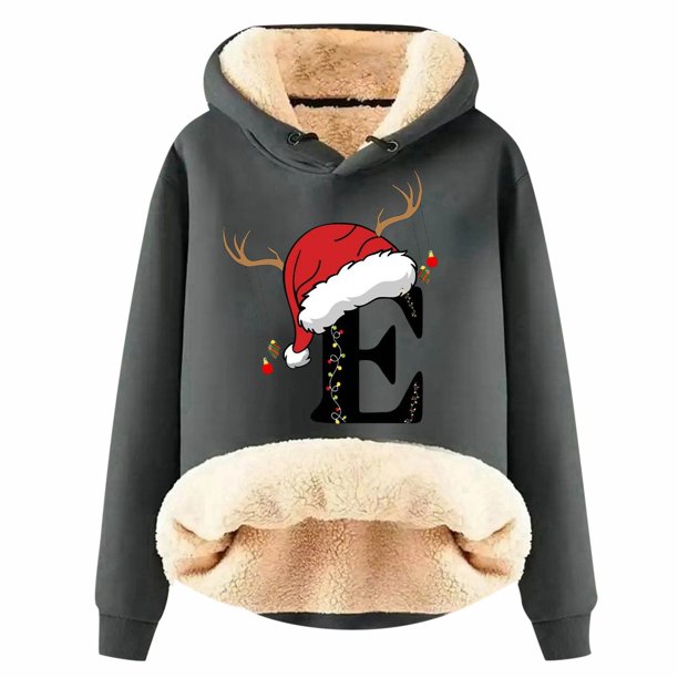 WILLBEST Sudadera Deportiva para Mujer, con Estampado de Letras Navideñas, de Lana, Cálida, Ideal para El Invierno Modelo 856 XXXX-Grande