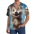 thumbnail image 1 of Fotbe Blue Sky Cute Wolf Camisa Estampada de Manga Corta para Hombre, Casual de Verano, Estilo Playero, Sin Arrugas-X-Large, 1 of 5