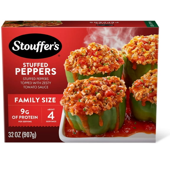 Stouffer’s Stuffed Peppers, Family Size, Frozen Stuffed Peppers, Easy Family Frozen Dinner 32 oz