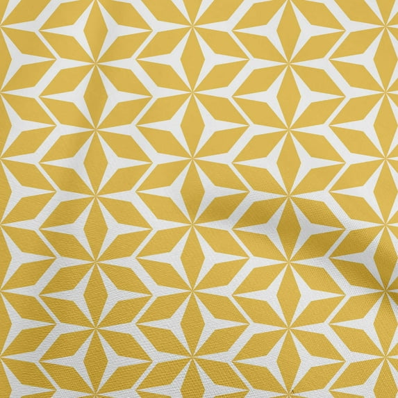 oneOone Cotton Poplin Yellow Fabric Geometric Quilting Supplies Print Sewing Fabric By The Yard 42 Inch Wide