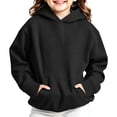 thumbnail image 2 of yardsong Solid Color Hoodies for Girls Kids Boys Cute Basic Hooded Sweatshirt Oversized Long Sleeve Pullover Tops Preppy Hoodie 2026 Black,13-14 Years, 2 of 9