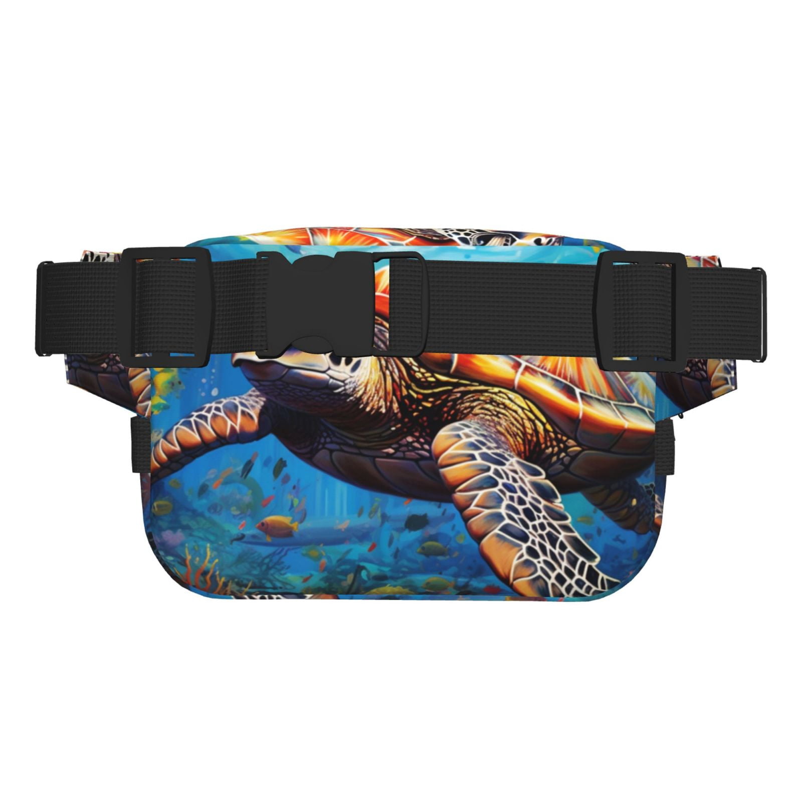 Hirioo Colorful Underwater Sea Turtle for Double Layer Waist Bag Adjustable Fanny Pack For Travel Running Hiking
