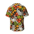 thumbnail image 2 of Vsdgher Sloth on the Branch Print Men's Wrinkle Free Untucked Cuban Shirt Business Casual Button Down Shirts Short Sleeve Shirt, 2 of 7