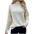 thumbnail image 2 of Lilgiuy Women's Loose Solid Color Fashion Turtleneck Pullover Sweater Turtleneck Sweater for Work Office Business, 2 of 3