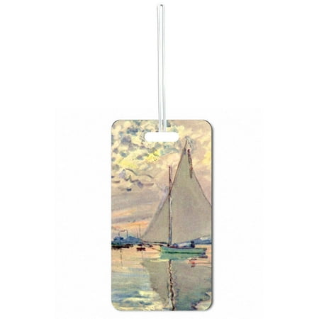 Artist Claude Monet's Sailboats in Le Petit Genneveliers Painting Print Design Standard Sized Hard Plastic Double Sided Luggage Identifier