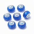 thumbnail image 2 of Resin European Beads Large Hole Beads with Silver Color Plated Brass Cores Rondelle Blue 13.5~14x8.5~9mm Hole: 5mm, 2 of 3