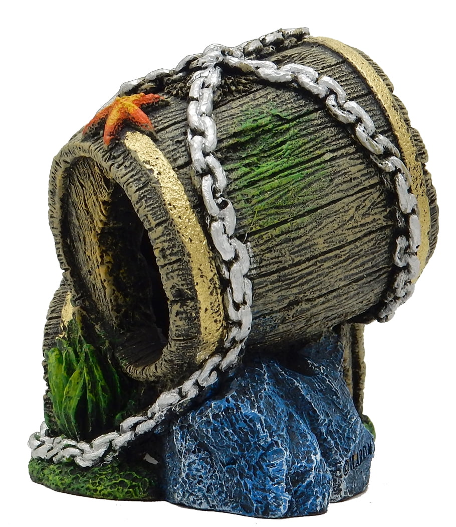 Aqua Culture Barrel Aquarium Ornament - Multicolor