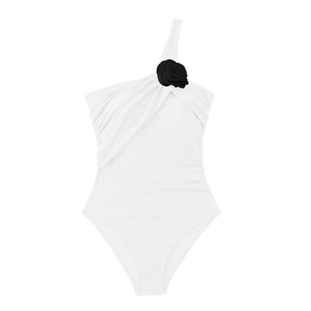 JIKNTTR Women One Piece Swimsuit Sexy Women s Fashion Solid Color Three Flower Sexy Slim Fit Swimsuit Stylish 1 Piece Swimsuit