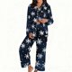 thumbnail image 2 of Puyaiuu Women 2 Piece Christmas Satin Pajama Set Cute Print Long Shirt Loose Shorts Matching Set Loungewear Gift, 2 of 5