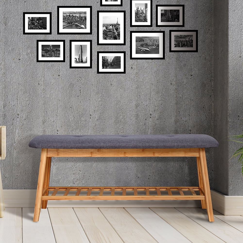 Kadyn Bamboo Bench, Entryway Shoe Rack with Storage, Modern Bench for Entryway Hallway, Brown