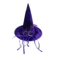 thumbnail image 5 of Halloween Witch Hat Costume Witches Hats for Women attached with Roses & Feathers Accessories Pumpkin Orange Sequins Spider web Ghost Pattern Halloween Party Costume Hat 16 Inch, 5 of 9