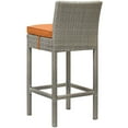 thumbnail image 2 of Contemporary Modern Urban Designer Outdoor Patio Balcony Garden Furniture Bar Side Stool Chair, Set of Two, Fabric Rattan Wicker, Orange, 2 of 4