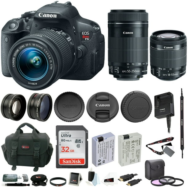 Canon EOS Rebel T5i DSLR Camera with 1855mm f/3.5 and 55250mm f/45.6