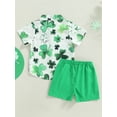 thumbnail image 4 of Jxzom St. Patrick's Day Toddler Baby Boy Outfits 12M 18M 2T 3T 4T 5T Shamrock Print Short Sleeve Lapel Shirt + Shorts Summer Clothes Set, 4 of 8