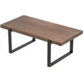 thumbnail image 3 of Highsound 47" Wooden Coffee Table, Modern Rectangle Cocktail Table with Metal Legs for Livingroom/Office, Deep Brown, 3 of 6