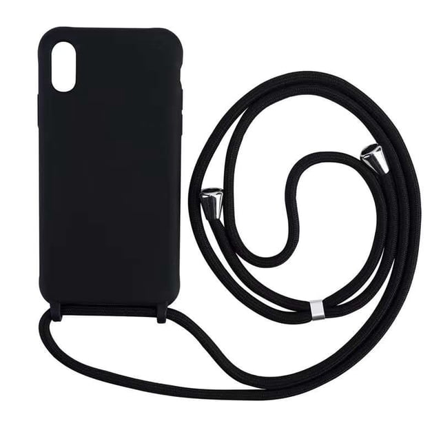 Funda de teléfono con collar de silicona líquida para iPhone 14 13 12 Pro 11 Pro XS MAX X XR 6 7 8 Plus SE, funda con cordón cruzado Tan Jianjun unisex