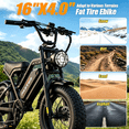 thumbnail image 7 of Teen Electric Bike 750W Motor 20MPH, 48V 15.6AH Detachable Battery, 16X4 Fat Tire, Full Suspension, NFC Lock, 95% Pre-assembled, UL2849, 7 of 7