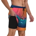 thumbnail image 2 of Balery Lighthouse and Whale Bañador para hombre, shorts de playa de secado rápido con entrepierna y forro de compresión-Large, 2 of 6