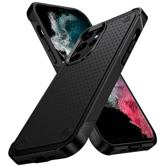 For Samsung Galaxy S23 Heavy Duty Hybrid Armor Rubber TPU Hard Drop Proof Dot Rugged Silicone Gel Tough Durable Cover ,Xpm Phone Case [ Black ]