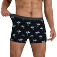 thumbnail image 3 of Men's Boxer Briefs, Blue Purple Hummingbird Print Soft Comfy Mens Underwear Boxer Briefs Breathable With Widen Waist, 3 of 7
