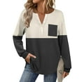 thumbnail image 7 of Craaazy Long Sleeve Shirts For Women Color Blocking Printing Blouses Long Sleeve Tops Button V-Neck Pullover Pocket Sweatshirts Gifts, 7 of 7