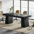 thumbnail image 4 of Tribesigns 55.1" W Modern Conference Table: Professional Meeting Desk with Thick Tabletop and Double Trapezoidal Legs, Designed for 4-6 People, Black, 4 of 8