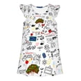 thumbnail image 4 of FYDUU Toddler Girls Back To School Dress Cute Print Flutter Sleeve Dress Casual Sundress Soft Summer Dresses for Kids First Day of School Outfit 7-8 Years, 4 of 5