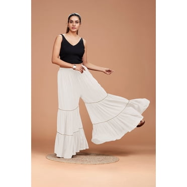 Tiered Sharara Pant - White
