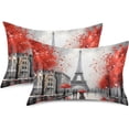 thumbnail image 2 of Paris Tower Street Satin Pillowcase for Hair and Skin Silk Pillowcase Soft Sleeping Pillow Covers Smooth Cooling Pillowcase with Envelope Closure Size Standard 20x26 in Home Decor Gifts, 2 of 7