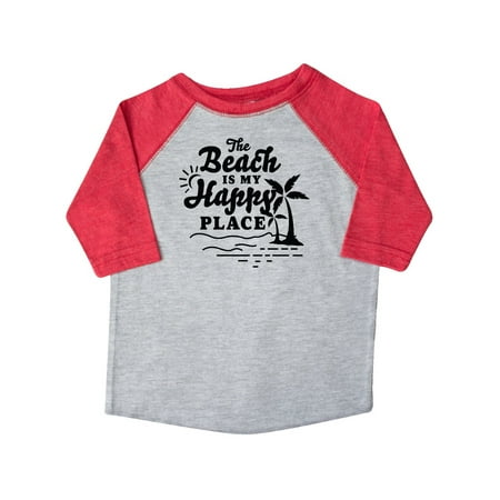 

Inktastic The Beach is My Happy Place with Palm Trees Gift Toddler Boy or Toddler Girl T-Shirt