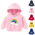 thumbnail image 3 of Odeerbi Toddler Boys Girls Fleece Hoodies Rainbow Pattern Pullover Hooded Sweatshirts Children's Printed Long Sleeve Round Neck Hooded Sweatshirt Dark Blue, 3 of 3