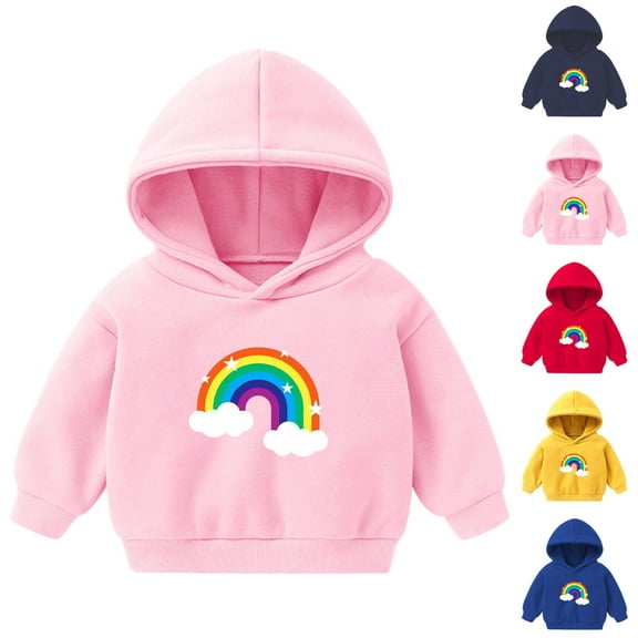 Fesfesfes Toddler Hooded Shirt Long Sleeve Shirts T-shirt Printed Hoodie Tops Boys And Girls Hooded Sweatshirt